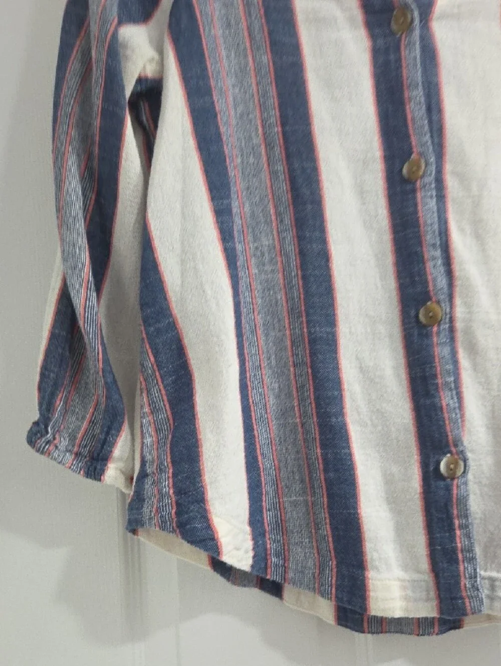 Anthropologie Blue, White & Red Striped Button-Front Top - Cloth & Stone